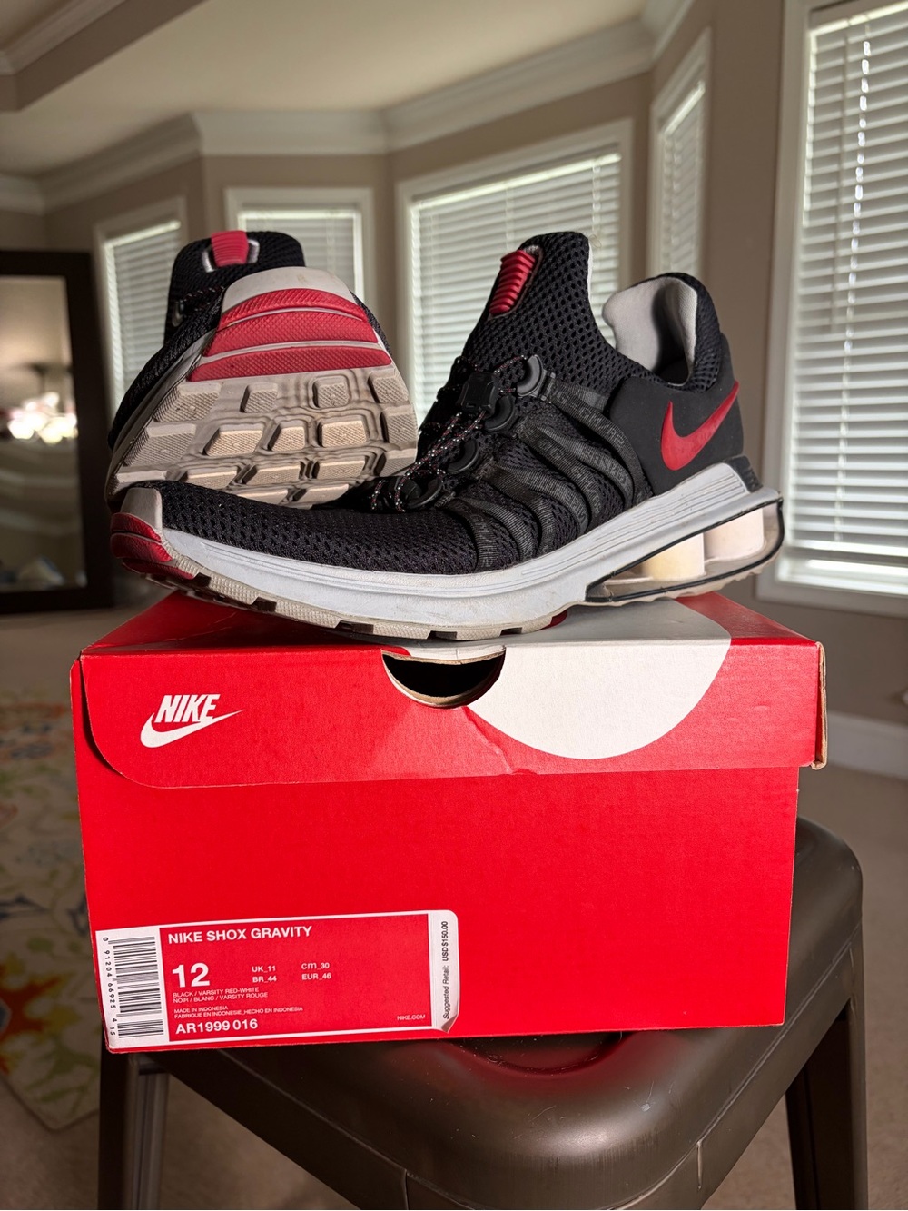 Nike Shox Gravity Black & Red Running Shoes men’s size 12
